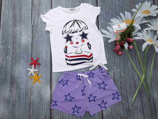 Bộ Bé Gái H&M Áo Thắt Nơ Màu Trắng