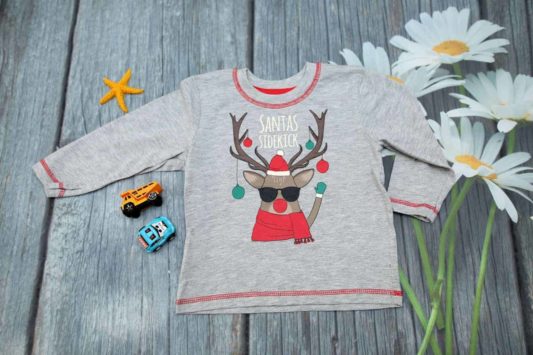 Quần áo trẻ em mùa đông 13 Áo thun bé trai họa tiết tuần lộc