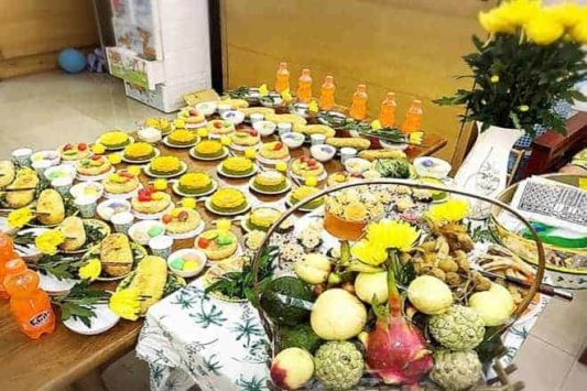 mâm cúng đầy tháng cho bé gái 