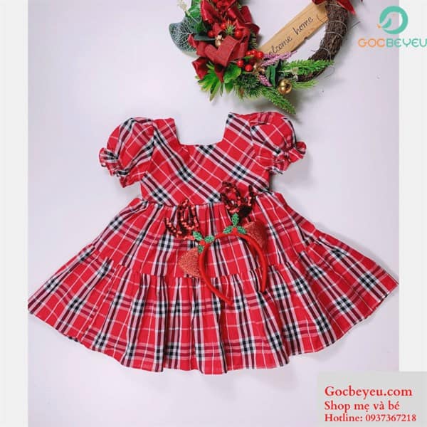 Váy đỏ tết cho bé gái thu đông BABYSTORE88 Đầm trẻ em dài tay hàng thiết kế  1 2 3 4 5 6 7 8 tuổi V5  MixASale