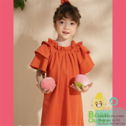 Đầm cao cấp cho bé gái 1 đến 10 tuổi (màu cam)