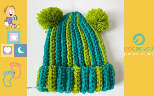 Mũ len đan tay cho trẻ em từ 2 - 3 tuổi