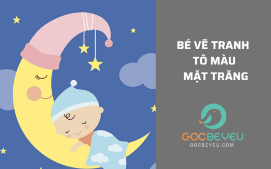 Bé vẽ tranh tô màu mặt trăng