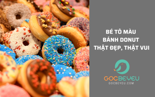 Bé tô màu bánh donut thật đẹp, thật vui
