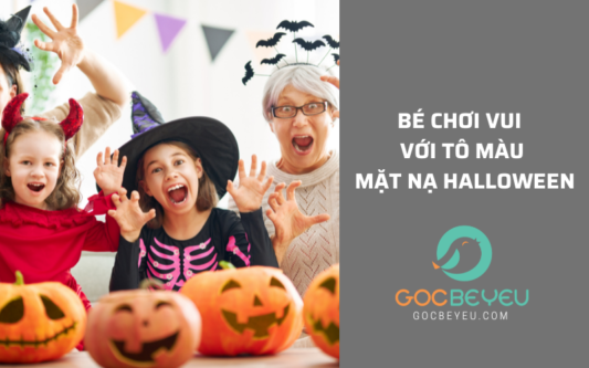 Bé chơi vui với tô màu mặt nạ Halloween