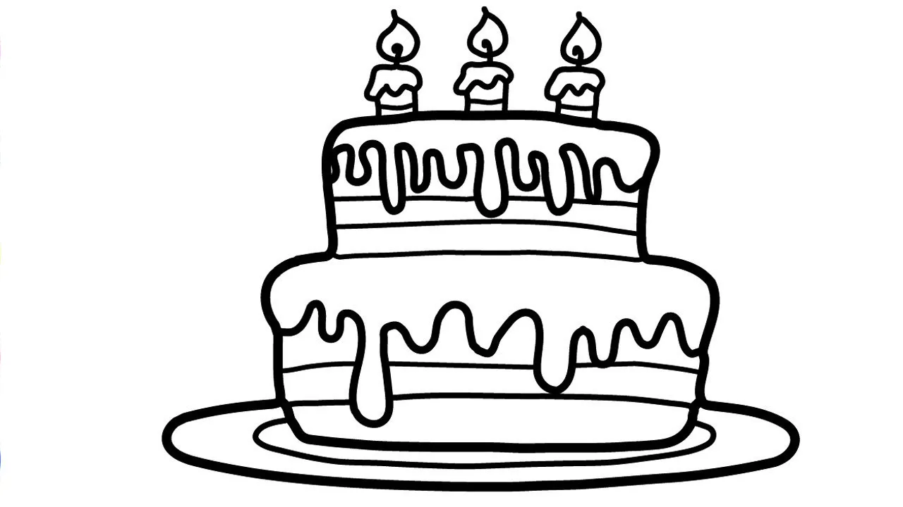 Mẫu hình tô màu chiếc bánh sinh nhật theo số hướng dẫn trước để in